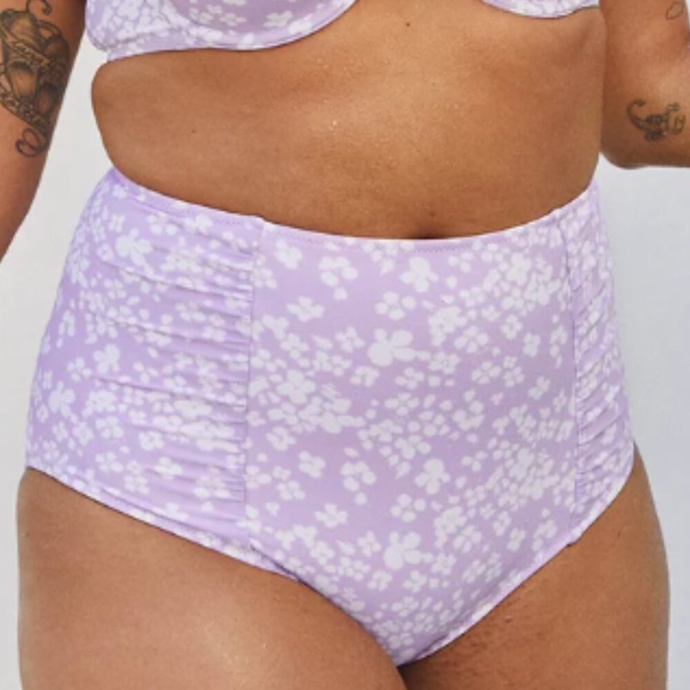 NWOT Purple Floral Aerie High Waist Full Coverage Bathing Suit Bottoms